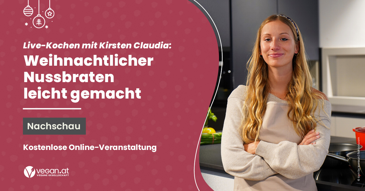 Ankündigungsbild zum Live-Kochen mit Kirsten Claudia „Weihnachtlicher Nussbraten leicht gemacht“